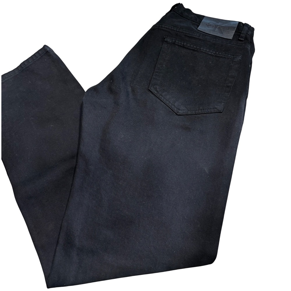 Calvin Klein Mens Black Straight‎ Leg Jeans Button Fly 100% Cotton Size 13